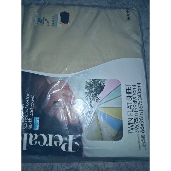 Montgomery Ward Percale Twin Flat Sheets & Room Concepts Fitted Sheet Set 50% Co - Picture 8 of 10